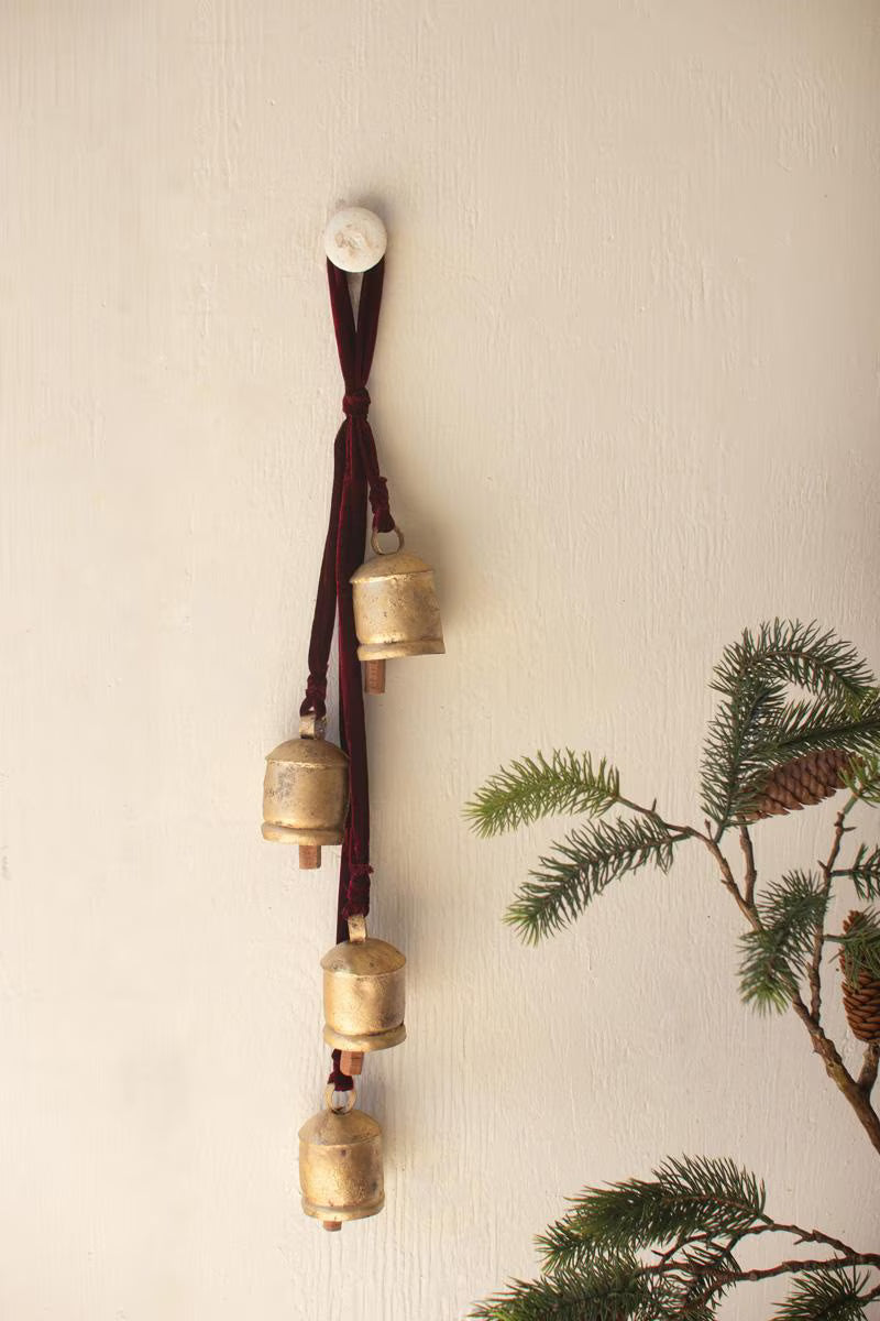 The Door Bells, close view of the bells and ribbon