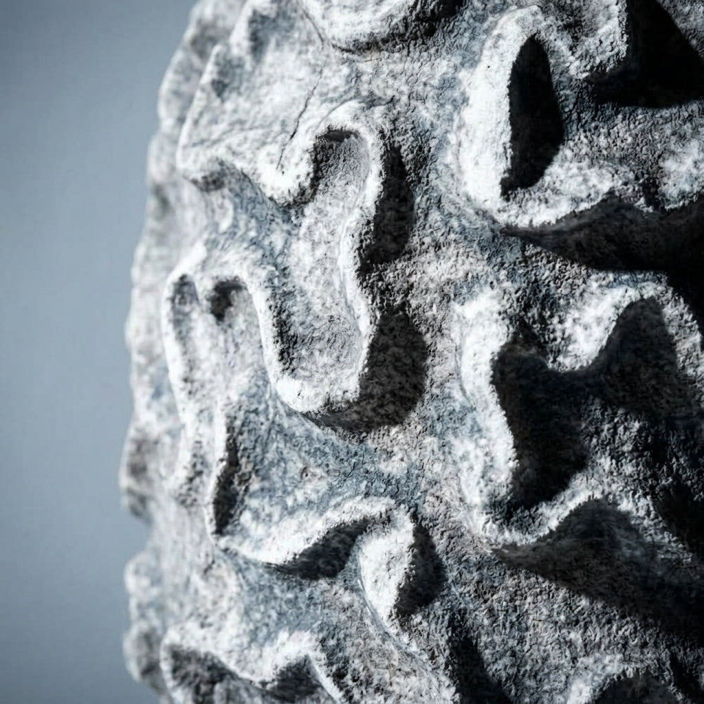 Macro detail of the fractured stone surface of Le Massif