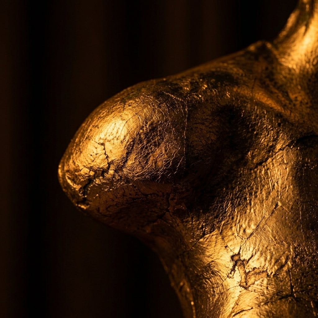 The Kore Fragment on a console table, its plinth catching the evening light