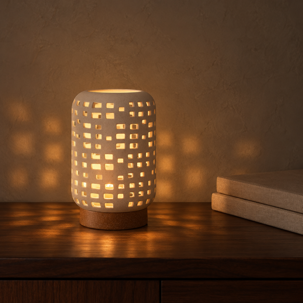 The Lantern lit with a candle in the evening
