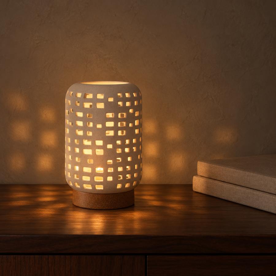 The Lantern lit with a candle in the evening